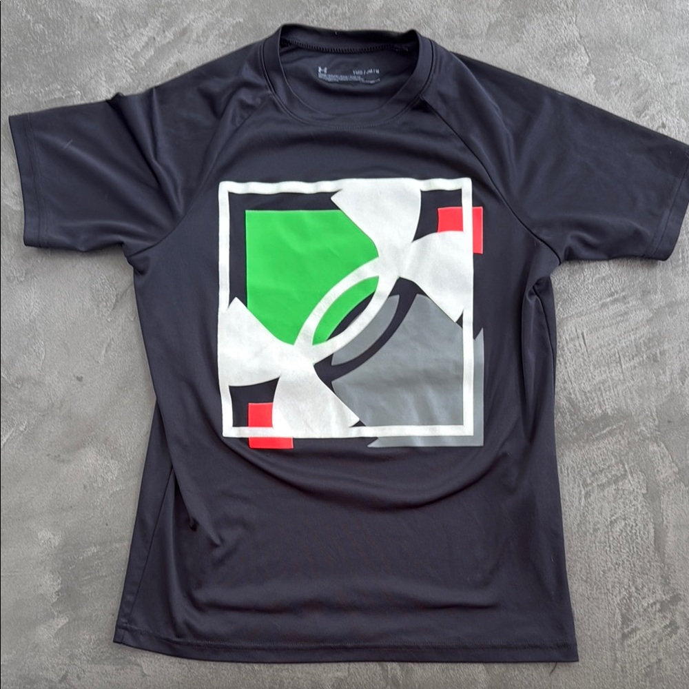 Under Armour Kids Short Sleeve Tee - Black with Green and Red Accents